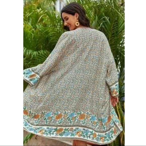 Boho Floral Print Kimono - Picture 3 of 5